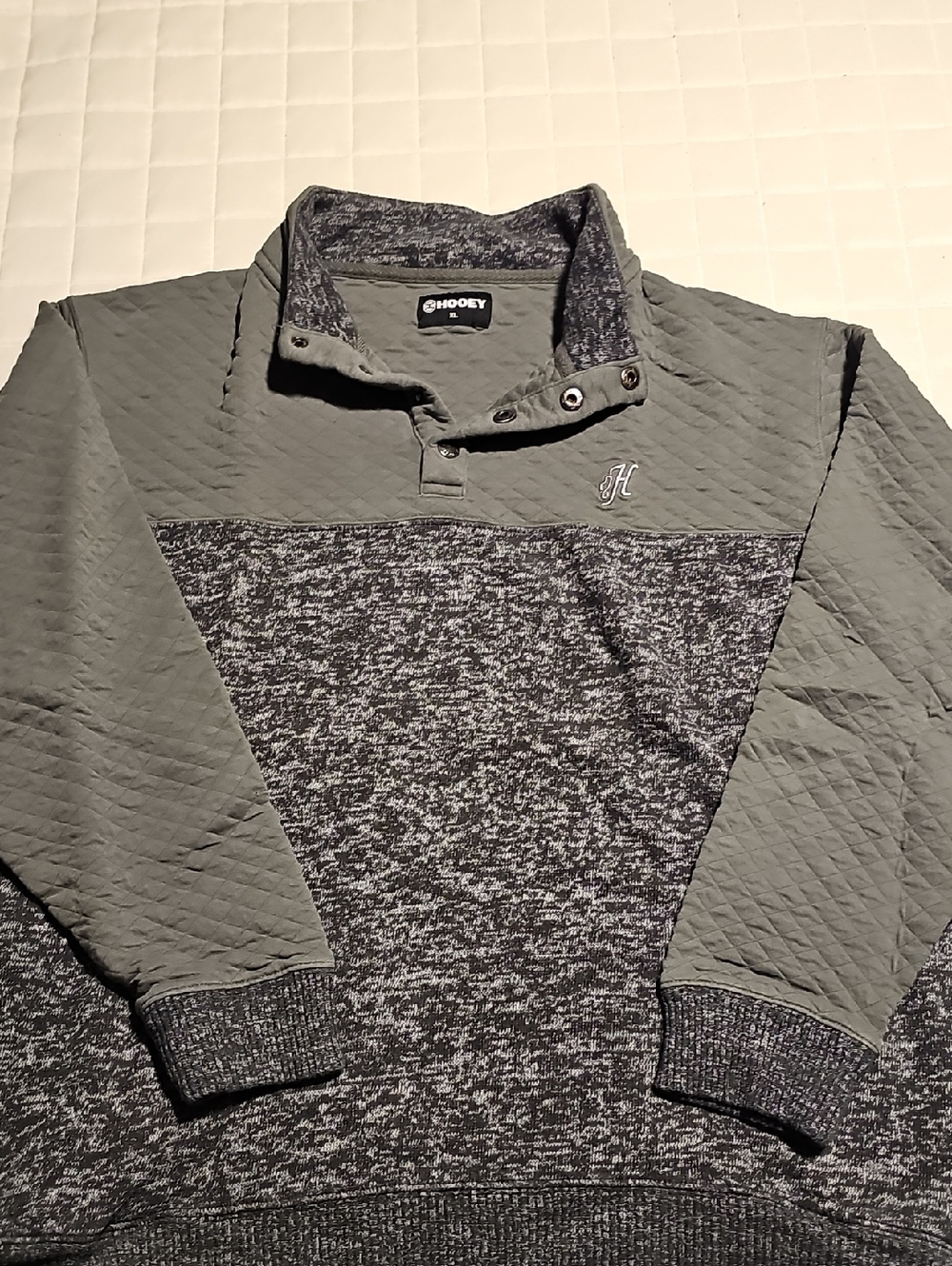 Hooey Men's Two-Tone Quilted Pullover Sweater - Olive/Charcoal